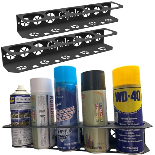 2 Pack Five Cans Wall-Mounted Steel Aerosol Spray Can Holder, Black - style: 2-Black