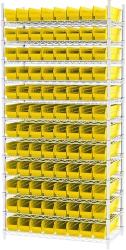 Akro-Mils 30128 Plastic Nesting Shelf Bin Box, (18-Inch x 4-Inch x 4-Inch), Yellow, (12-Pack) - color: Yellow