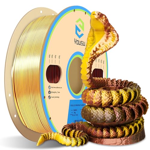 YOUSU 3D Printer Filament Triple Color Silk PLA Filament 1.75mm,Silk PLA Gold Copper Black 3D Printing Filament Bundle, 1kg / 2.2lbs - color: 1-gold/Copper/Black