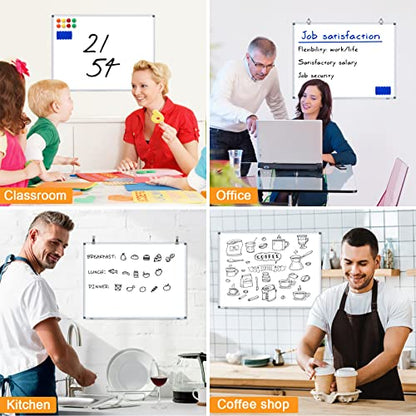 H-Qprobd White Board Dry Erase Whiteboard for Wall, 18"x24" Hanging Wall Mounted Magnetic Whiteboard Aluminium Frame for Home, Office, School, Kitchen - size: 24"x18"