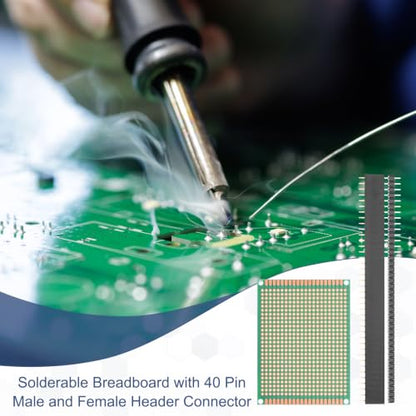 5Pcs 8x6cm PCB Prototype Board w 40-Pin Headers, Green - size: 8x6cm(2.54mm Pitch/1.5mm T)
