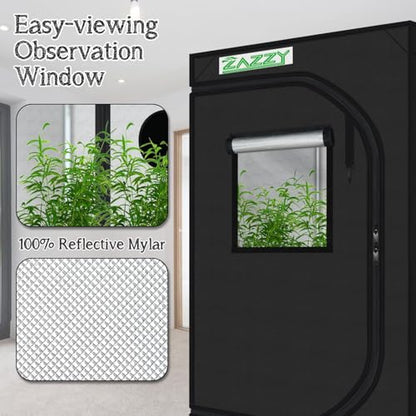 zazzy Hydroponic Grow Tent, 24"x36"x60" Reflective Mylar Grow Tent - size: 24"x36"x60"
