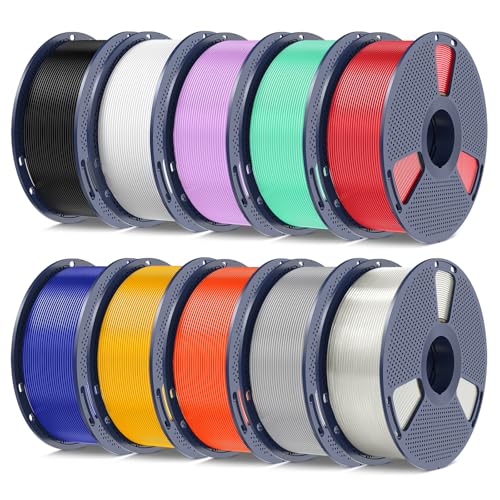 PETG Filament 1.75mm, Ultra Tough, Heat Optimized, Odorless, 10kg(22lbs) SUNLU PETG 3D Printer Filament, Black+White+Space Grey+Transparent+Red+Blue+Yellow+Orange+Purple+Green - color: 10kg - Black+white+space Grey+transparent+red+blue+yellow+orange+purpl
