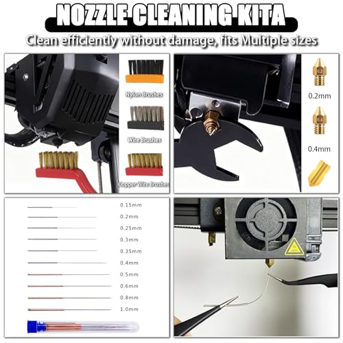 3D Printer Tools Kit,3D Printer Accessories Includes Nozzle Cleaning Kit,Deburring Tool Set