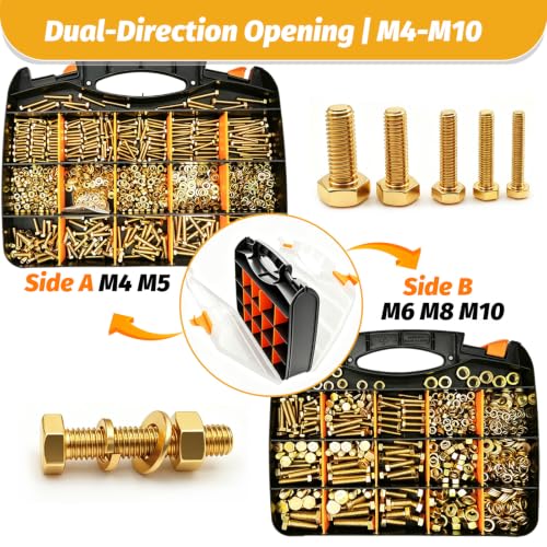 1840Pcs Grade 8.8 Metric Bolt Assortment Kit, M4 M5 M6 M8 M10 Bolts Nuts - size: 1840Pcs M4-M10 Grade8.8 Hex Bolts