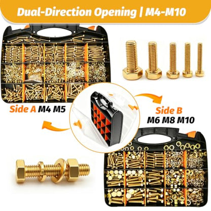 1840Pcs Grade 8.8 Metric Bolt Assortment Kit, M4 M5 M6 M8 M10 Bolts Nuts - size: 1840Pcs M4-M10 Grade8.8 Hex Bolts