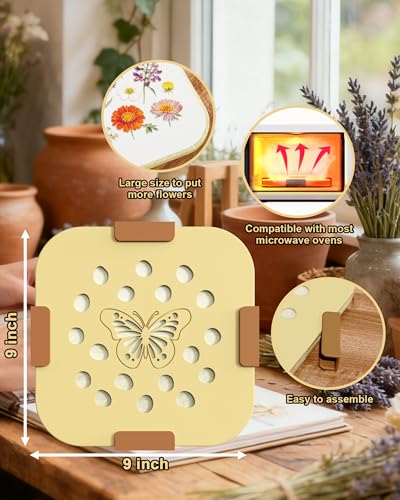 NEIGIKI Microwave Flower Press Kit, 9" Fast-Drying Preservation in Minutes - size: 9 inch Microwave Flower Press Kit