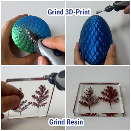 20Pcs 120-Grit Diamond Grinder Bit 1/8" Shank with 2 Collets Compatible with Dremel Rotary Tool Attachment Accessories Grinding Burrs for Stone Glass Resin Porcelain Ceramic Quartz Glaze Steel Carve - style: 120-grit