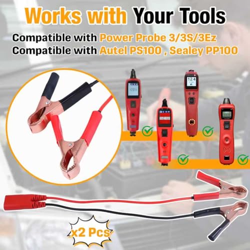 2Pcs PPTK0025 Battery Clamp Cable Clip Compatible with Power Probe 3/3S/3Ez - color: 2-pack
