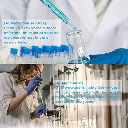 10ml Glass Pipettes Dropper, Lab Graduated Dropper for Liquid Essential Oil, Glass Transfer Pipette with Rubber Bulb and Cleaning Brush (3 pieces) - color: 3 pieces