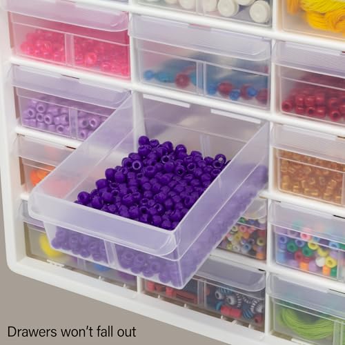 Akro-Mils 24-Drawer Plastic Storage Cabinet, 20" W x 6" D x 16" H, White - color: White, size: 24 Drawer, style: 1 Pack