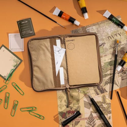 LOCHBY® Pocket Journal | Tomoe River 3.5" x 5.5" Notebook | Waxed Canvas | Ideal for Travelers & Daily Use, Fits Field Notes, Moleskine Cahier - color: Olive, size: Pocket-size Zipper