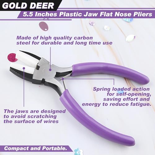5.5 Inches Double Nylon Flat Jaw Pliers with 2 Replacement Tips Flat Nylon Jaw Pliers Wire Wrapping Tool Nylon Jaw Pliers for Jewelry Making Beading Looping Shaping Wire DIY Crafts - style: 5.5"Flat Nylon Jaw Pliers