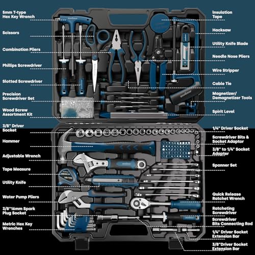 Enventor Tool Set with Molded Storage Case, 220 Pieces, Blue - color: Blue