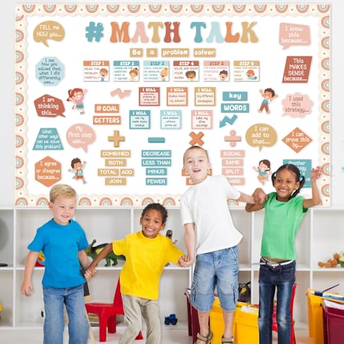 Pajean 85 Pcs Math Bulletin Board Set Retro Math Posters Classroom Decorations for Elementary Middle High School Mathematics Education Posters Teacher Supplies - style: Retro