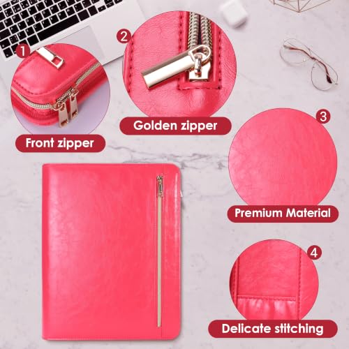 Portfolio Organizer Binder with Zipper, Padfolio for Women - color: Pink