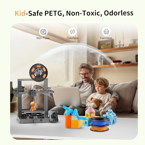 CREALITY 250g PETG Filament Bundle, 1.75mm 3D Printer Filament, 8 spools - color: Black+blue+white+grey+transparent+red+green+orange