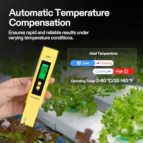 VIVOSUN Digital pH Meter 0.01 Accuracy Pen Tester for Water Hydroponics - color: Yellow