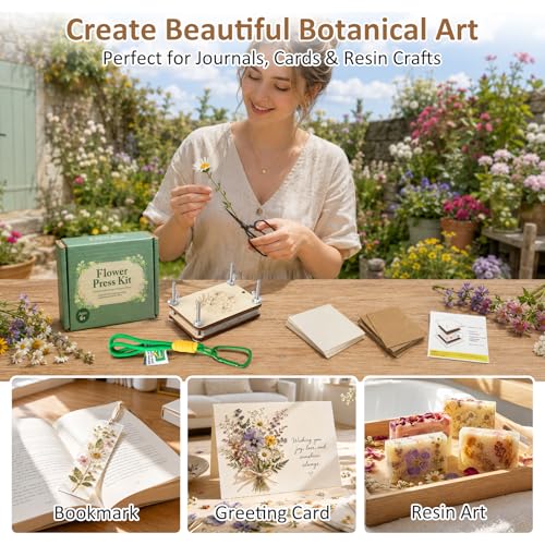 MeRGBWLife Mini Flower Press Kit, Pocket Size Plant Press for Small Flowers, Leaves and Herbs, Portable Wooden Press for Travel, DIY Crafts and Beginners - size: 3.7"x2.5"