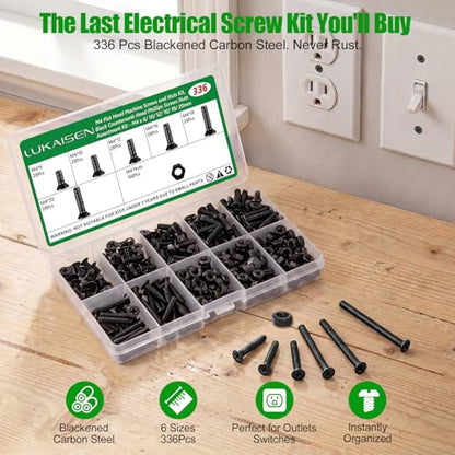 336 Pcs Black M4 Flat Head Machine Screws and Nuts Bolt Kit - size: 336Pcs M4*6/10/12/16/18/20mm-Flat