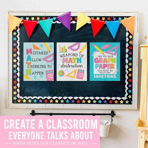 6 Math Posters - Motivational Math Posters for Elementary & Middle School - color: Colorful Pastel