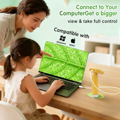Microscope for Kids with 5 Slides, Adjustable 2.4inch IPS LCD Screen 1000X 1080P 32GB Card Digital Handheld Kids Microscope, Mini Portable Pocket Miniscope Science Toys Gifts for Boys Girls Aged 3-12 - color: Yellow