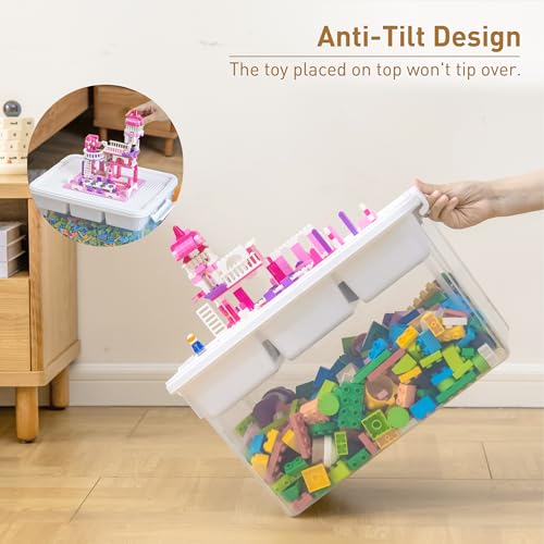 Citylife 17QT 4-Pack Plastic Craft Storage Box Buildable Lid Removable Tray - size: 4 Packs-17 QT