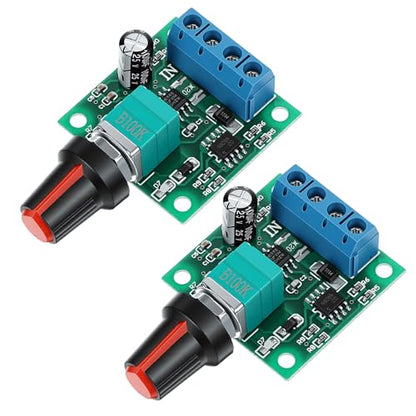 2 Pcs DC Mini Motor PWM Speed Controller, PWM Low-Voltage Motor Speed Controllers, Adjustable Driver Switch with Control Knob 1.8V 3V 5V 6V 12V 2A 1803BK 1803B
