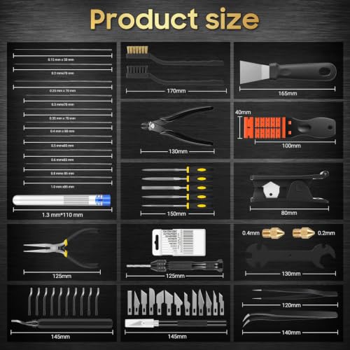 3D Printer Accessories for Beginners & Hobbyists, All-in-One 3D Printer Tools Kit with Deburring Tool, Scrapers, Nozzle Cleaning, Works with Bambu Lab, Ender 3, Kobra, FDM/SLA Printers