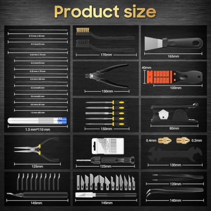 3D Printer Accessories for Beginners & Hobbyists, All-in-One 3D Printer Tools Kit with Deburring Tool, Scrapers, Nozzle Cleaning, Works with Bambu Lab, Ender 3, Kobra, FDM/SLA Printers