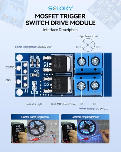 Dual High-Power MOSFET Trigger Switch Drive Module 0-20KHz PWM Adjustment Electronic Switch Control Board Motor Speed Controller Lamp Brightness Control, DC 5V-36V 400W, 15A (Max 30A) (30PCS) - style: 30PCS