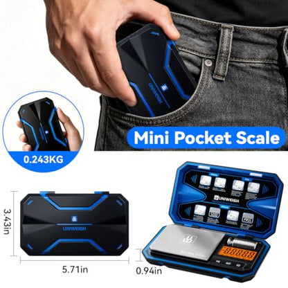 UNIWEIGH Digital Pocket Gram Scale 500g x 0.01g Precision Jewelry Scale - color: Blue