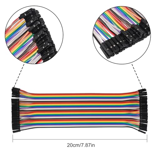 120pcs 20cm Multicolored Wire M-F, M-M, F-F for Breadboard Jumper 40pin M-F, 40pin Male to Male, 40pin Female to Female Breadboard Jumper Ribbon Cables Connectors