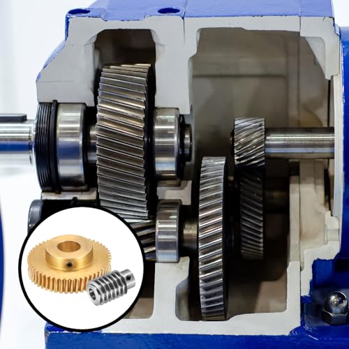 uxcell Worm Gear Set Right Rotation 50T 1 Module 50:1 Reduction Rate - size: Gear-14mm, Worm-8mm Bore, style: 1M-50T