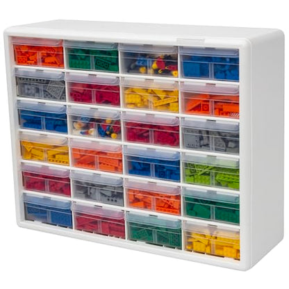 Akro-Mils 24-Drawer Plastic Storage Cabinet, 20" W x 6" D x 16" H, White - color: White, size: 24 Drawer, style: 1 Pack