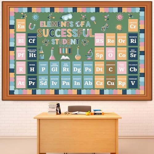 Funrous Periodic Table of Elements Bulletin Board Decorations Set Science Elements Classroom Decor Chemistry Laboratory Paper Cutouts for High School Bedroom Science Teacher Wall Party Supplies - style: Periodic Table