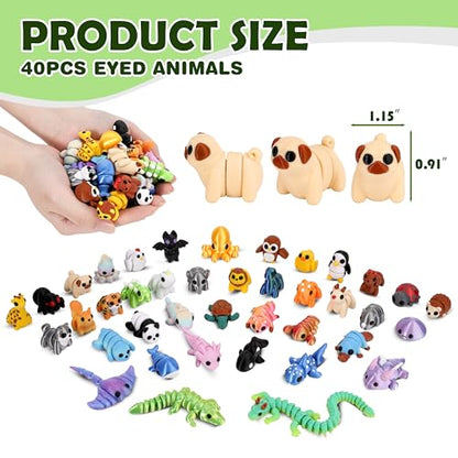 40PCS Mini 3D Printed Animals, Articulated Fidget Toys for Kids - style: 40P Mini Animals