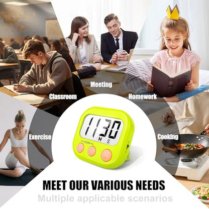 AOUCE Digital Kitchen Timers for Cooking, Timer for Kids 2 Pack Green - color: Green