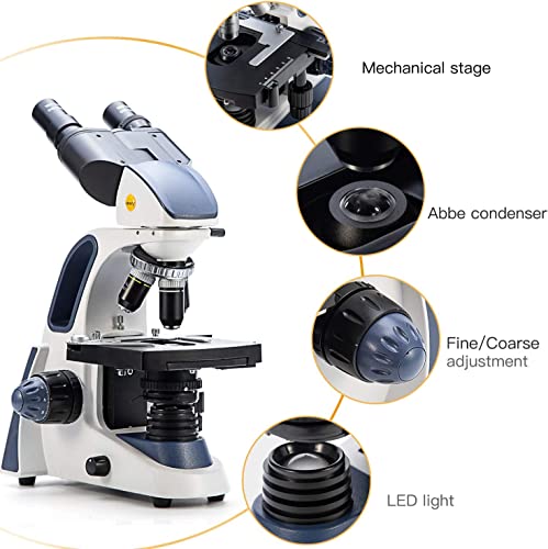 SWIFT SW380B 40X-2500X Magnification, Siedentopf Head, Research-Grade Binocular Compound Lab Microscope with Wide-Field 10X and 25X Eyepieces, Mechanical Stage, Ultra-Precise Focusing - style: SW380B