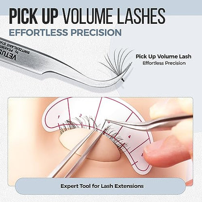 LASHVIEW Lash Tweezer, Vetus Curved Eyelash Tweezers for Profissional Grafting Eyelash Extension, Stainless Steel Needle Nose Tweezers for Lash Extension Stickers Precision Electronics, ST15 - size: ST15