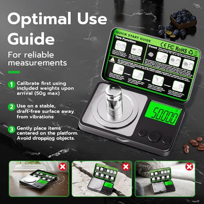 Wigearss Digital Milligram Scale 50g x 0.001g, Mini Precision Scale with Tare Weight Function, Calibration Weight ＆ Backlit LCD Display, Pocket Micro Scale for Weighing Powder, Gold, Jewelry, Herbs - color: Black