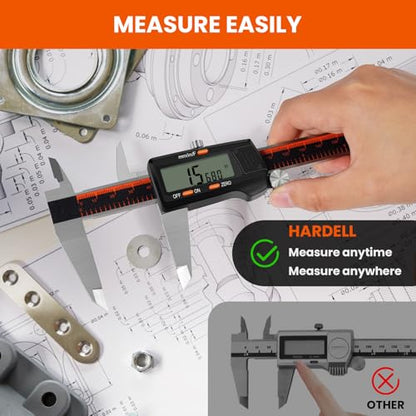 HARDELL Digital Caliper 0-8" Stainless Steel, Inch/Fractions/mm (Pack of 2) - size: 8 Inch (Pack of 2)