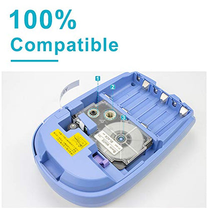 Absonic 5-Pack Compatible Label Tape Replacement for XR-9WE XR-9RD XR-9BU XR-9YW XR-9GN Tape Cassette for KL-60 KL-100 KL-120 KL-750 KL-780 KL-7000 KL-8100 Label Maker, 3/8" x 26', 9mm x 8m - size: 9mm (3/8")