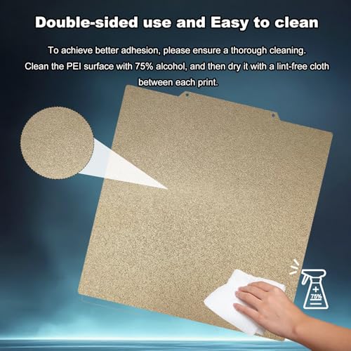 250x250mm Gold PEI Build Plate for Qidi Q1 Pro/AnkerMake M5/ Voron 2.4 V2 250, Double Sided Textured PEI Flexible Spring Steel Platform Heated Printing Bed for 3D Printer - size: 250x250mm