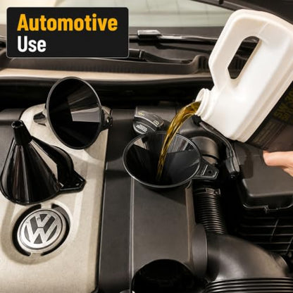 Plastic Funnels 3 Pack - Kitchen and Automotive Funnel Set - color: Black