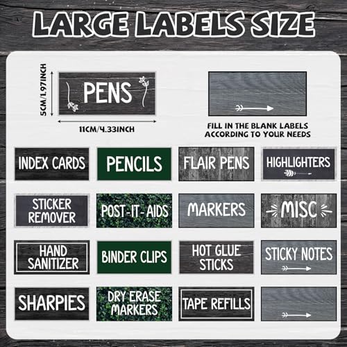 54Pcs Teacher Toolbox Labels Classroom Decoration Self-Adhesive Farmhouse Toolbox Sticker Greenery Tool Box Storage Decal Wood Grain Organizer Container Decor for Back to School Teacher Supplies - style: Farmhouse