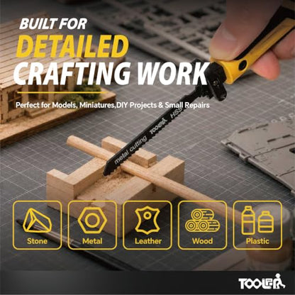 TOOLAN: 10-In-1 Model Craft Hand Saw & File Set. DIY Mini Razor Saw&File Kit for Handcrafted, Modeling, Plastic, and Other Fine Cutting, Reliable Blade Quick Change Mechanism - color: 10-in-1 Craft Hand Saw