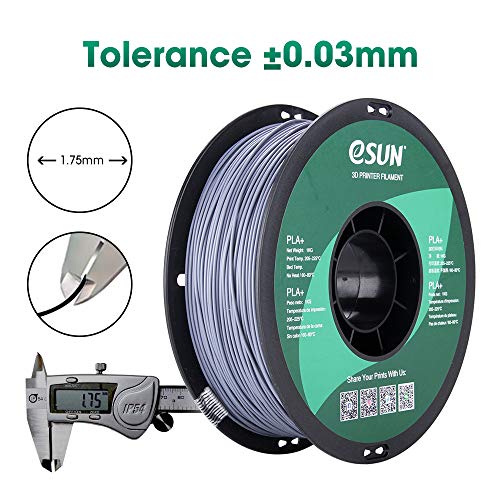 eSUN PLA PRO (PLA+) 3D Printer Filament, Dimensional Accuracy +/- 0.03 mm, 1kg, Plastic Spool, 1.75mm, Gray - color: Gray