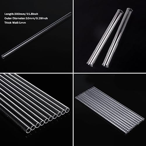 10pcs 300mm Long Borocilicate Glass Tubes OD 10mm Thickness 1mm Wall Glass Tube Laboratory Tubing Clear Tubes for Art DIY