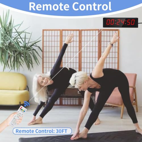 Large Stopwatch with Start/Stop Button, LED Digital Timer with Remote, Countdown Clock with Buzzer, Gym Clock for Home Gym, Interval Timer for Workout - style: Plug-in